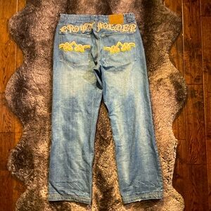 VINTAGE SOUTHPOLE STYLE CRAZY EMBROIDERED JEANS